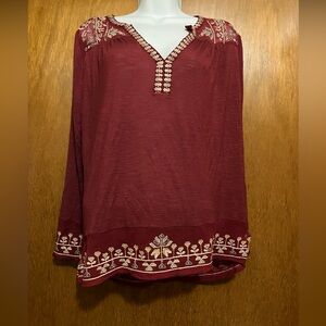 Lucky Brand Lightweight Embroidered Tunic Top
